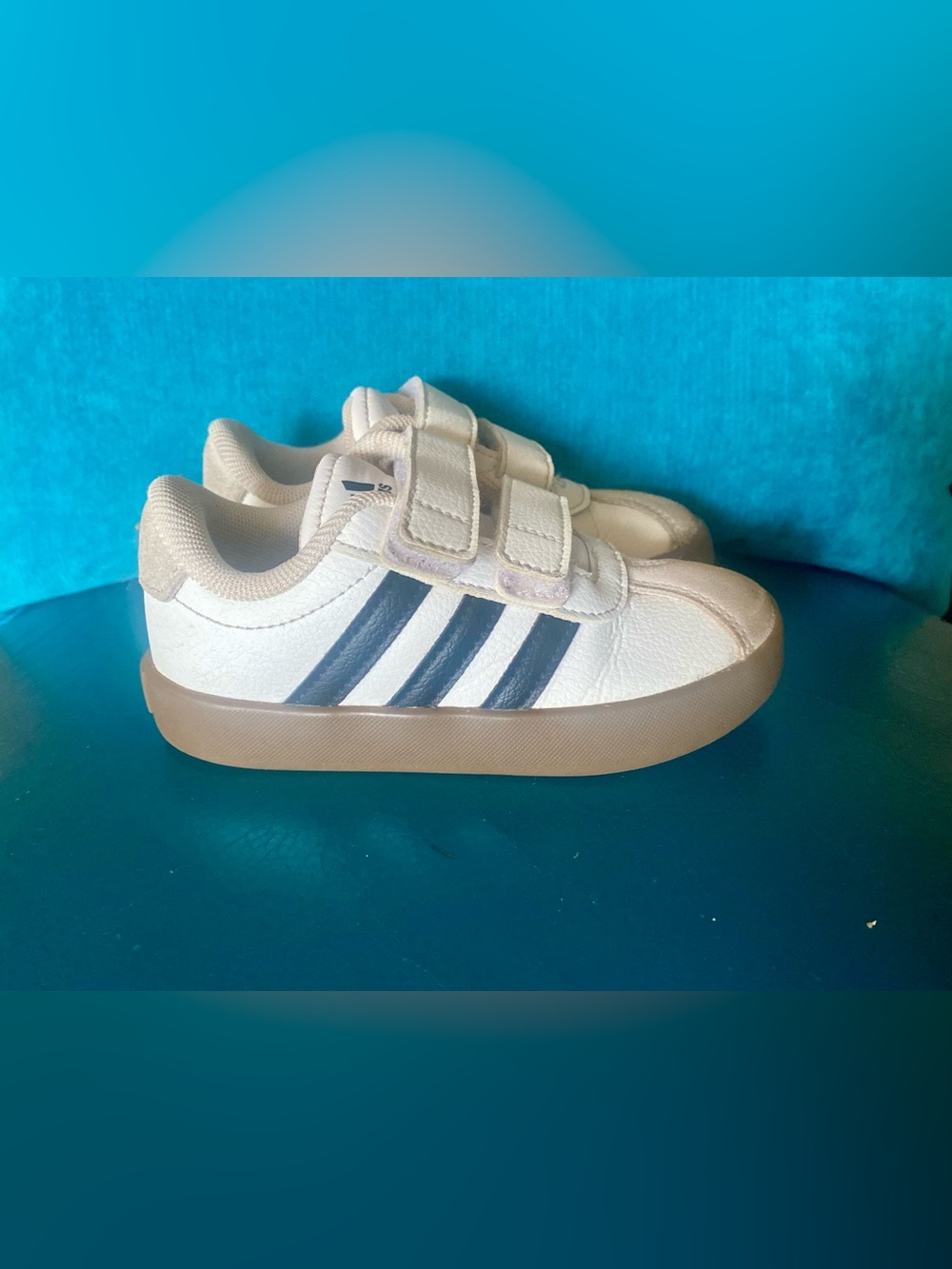 Adidas Superstar Toddler Velcro Sneakers White Black Size 7